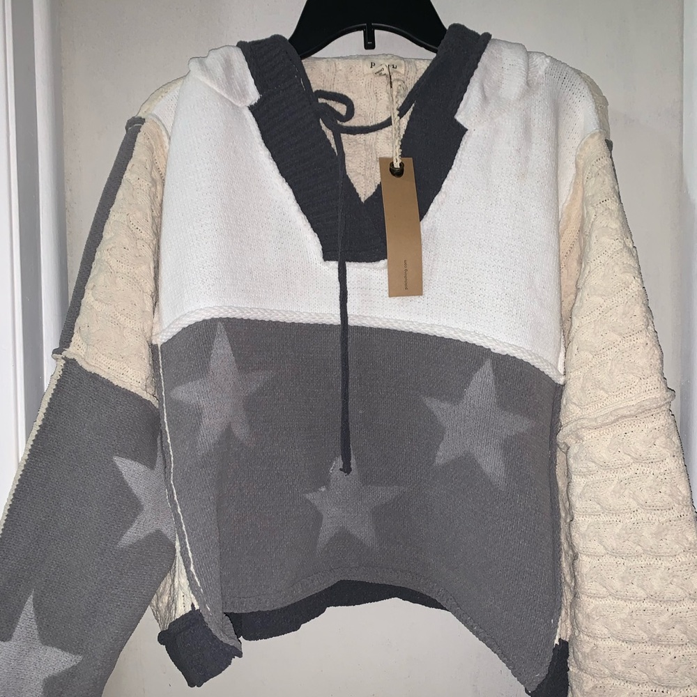 (SOLD) POL Star Pattern Sweater Oversized Hoodie